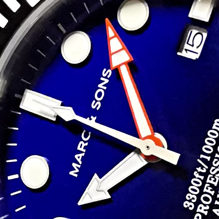 Marc & Sons Professional Automatic Diver Men's Watch 46mm Black Bezel/Blue-Black Gradient Dial MSD-028-10S